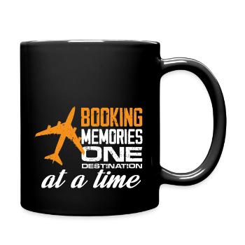Booking Memories One Destination At A Time Travel - Tasse einfarbig - Schwarz - Rechts