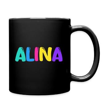 Name - Alina - Tasse einfarbig - Schwarz - Rechts
