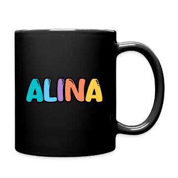 Name - Alina - Tasse einfarbig - Schwarz - Rechts