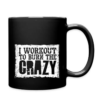 I Workout To Burn The Crazy Bodybuilding Fitness - Full Colour Mug - black - Right