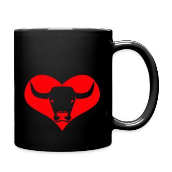 ein Herz für Stiere Rinder Kühe - Tasse einfarbig - Schwarz - Rechts
