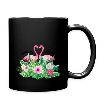 Tropische Flamingo-Braut - Tasse einfarbig - Schwarz - Rechts