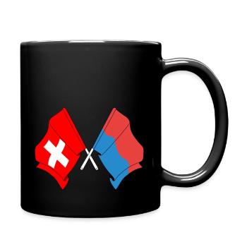 Flagge Schweiz und Flagge Tessin - Tasse einfarbig - Schwarz - Rechts