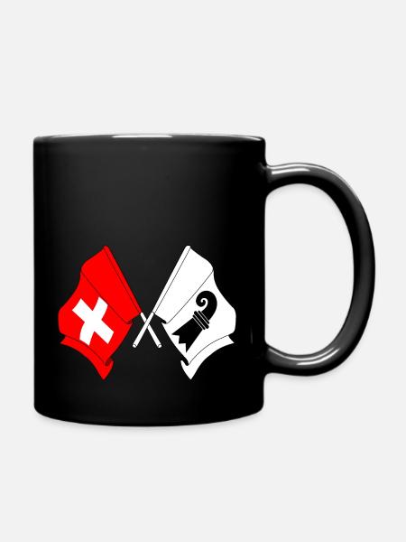 Schweiz-Flagge und Basel-Stadt-Flagge - Tasse einfarbig - Schwarz