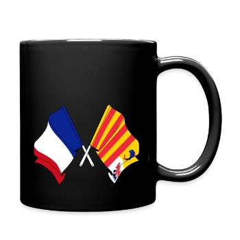 Flagge von Frankreich, Côte d'Azur gekreuzt - Tasse einfarbig - Schwarz - Rechts