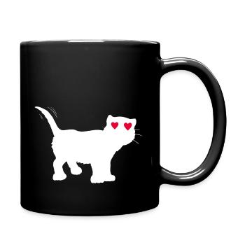 Geschenk für Katzenliebhaber - Tasse einfarbig - Schwarz - Rechts