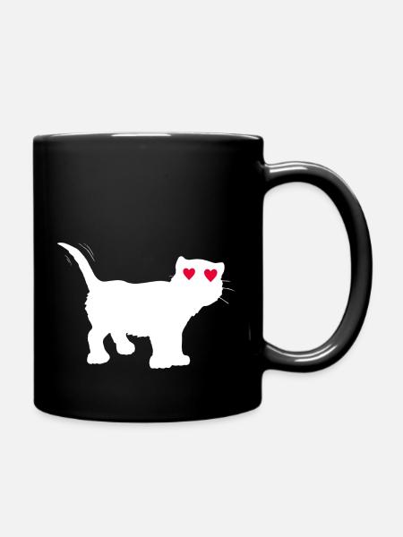 Geschenk für Katzenliebhaber - Tasse einfarbig - Schwarz