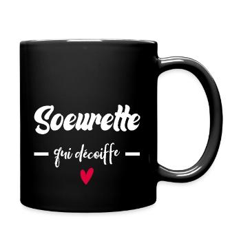 Ehefrau Schwester, die sich die Haare föhnt Beste Schwester - Tasse einfarbig - Schwarz - Rechts