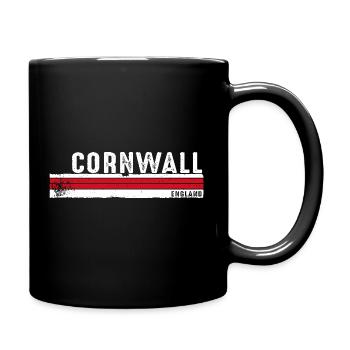 Cornwall England Retro Vintage Design for Coastal - Full Colour Mug - black - Right