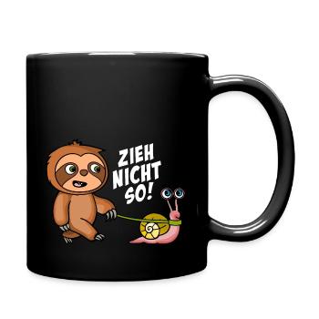 Zieh nicht so Faultier + Schnecke Schwarze Shirts - Tasse einfarbig - Schwarz - Rechts