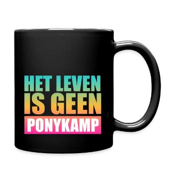 Het leven is geen Ponykamp – funny saying - Full Colour Mug - black - Right