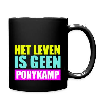 Het leven is geen Ponykamp – funny saying - Full Colour Mug - black - Right