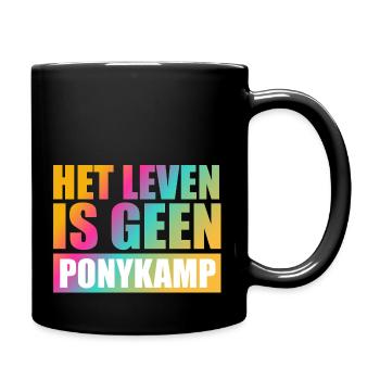 Het leven is geen Ponykamp – funny saying - Full Colour Mug - black - Right