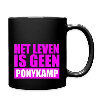 Het leven is geen Ponykamp – funny saying - Full Colour Mug - black - Right