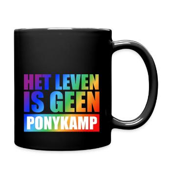 Het leven is geen Ponykamp – funny saying - Full Colour Mug - black - Right