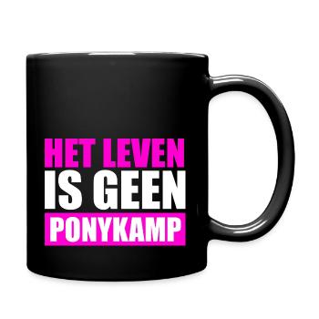 Het leven is geen Ponykamp – funny saying - Full Colour Mug - black - Right