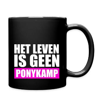 Het leven is geen Ponykamp – funny saying - Full Colour Mug - black - Right