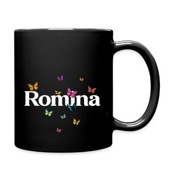 ROMINA - Schöner Mädchen Name mit Schmetterlingen - Tasse einfarbig - Schwarz - Rechts