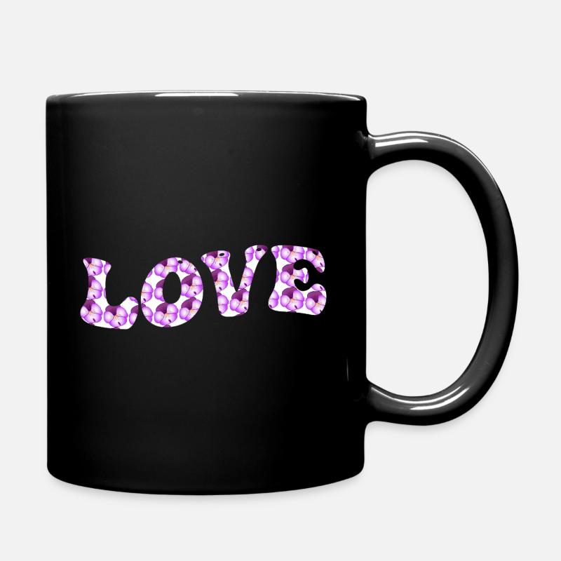 Motif d’amour avec des fleurs lilas - Mug uni - noir