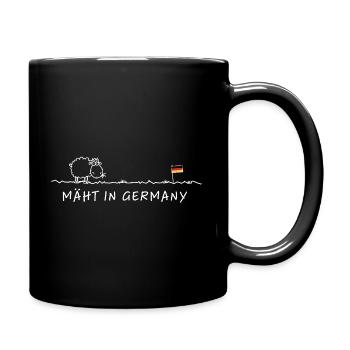 Mowing in Germany – Made in Germany Sheep Pun - Full Colour Mug - black - Right
