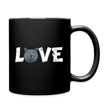 British Shorthair Cat Lover Love Heart Pet Gift - Full Colour Mug - black - Right