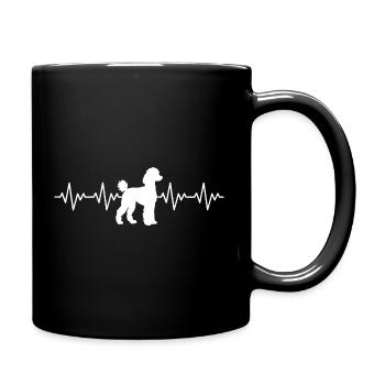Pudel EKG Herzschlag - Tasse einfarbig - Schwarz - Rechts
