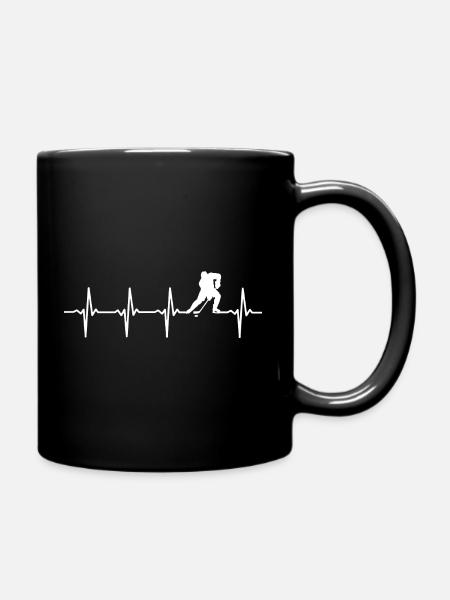 Hockey Player Heartbeat Hockey - Full Colour Mug - black