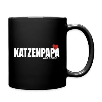 Katzenpapa mit Herz - Tasse einfarbig - Schwarz - Rechts