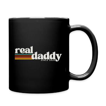 Real Daddy, Fatherhood Retro Style - Tasse einfarbig - Schwarz - Rechts