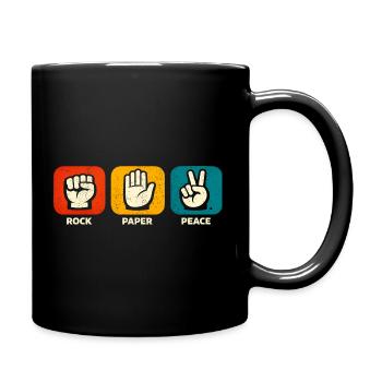 Stein-Papier-Frieden, lustiger Hippie-Frieden - Tasse einfarbig - Schwarz - Rechts