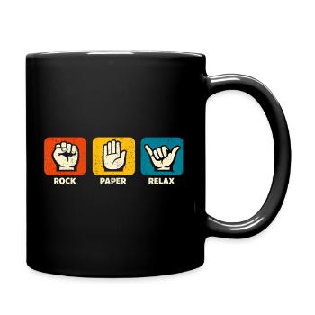 Stein Papier Entspann dich, bleib locker, lustiger - Tasse einfarbig - Schwarz - Rechts