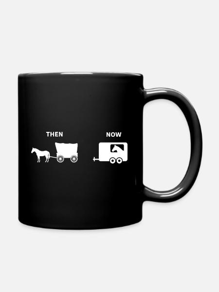 Lustiges Pferd Kutsche Parodie Historisches Design - Tasse einfarbig - Schwarz