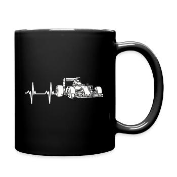Formelautos rennen, Herzschlag, Formel-Herzschlag - Tasse einfarbig - Schwarz - Rechts