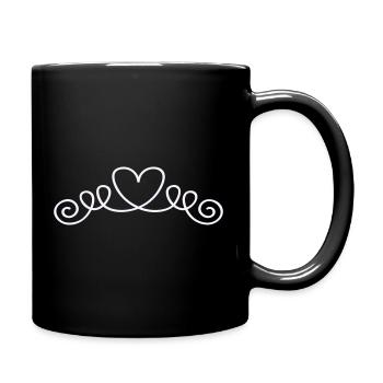 Heart Flourish Line Art - Full Colour Mug - black - Right