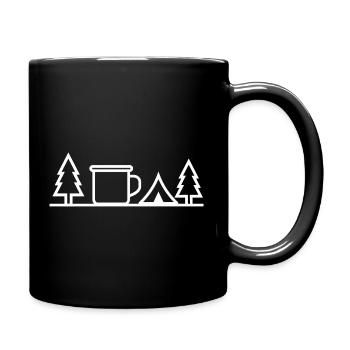 Camping Zelt Tasse Wald Outdoor Line Art - Tasse einfarbig - Schwarz - Rechts