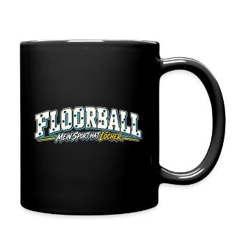 Floorball Löcher Humor Design - Tasse einfarbig - Schwarz - Rechts