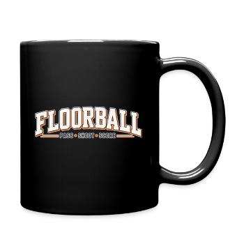 Floorball Kraft: Pass Schuss Treffer - Tasse einfarbig - Schwarz - Rechts