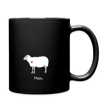 Schaf Moin ausgeschlafen? Deichschaf Schafe zählen - Tasse einfarbig - Schwarz - Rechts