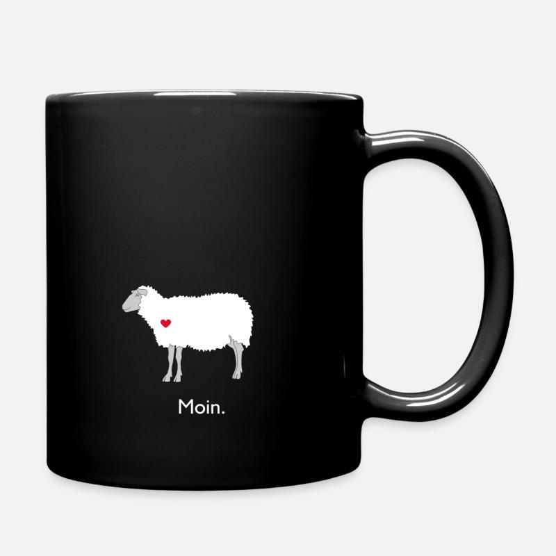 Sheep Moin slept in? sheep count sheep - Full Colour Mug - black