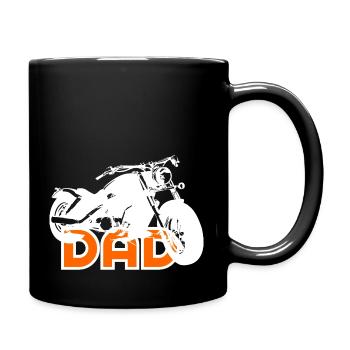 Biker DAD Blanc / Orange moto - Mug uni - noir - Droite