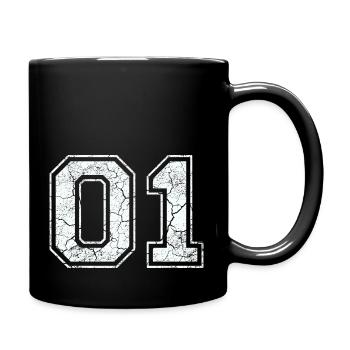 01 in white in the used look - Full Colour Mug - black - Right