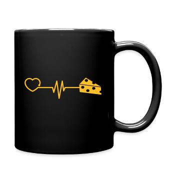 Cheese cheese lover gift funny heartbeat EKG - Full Colour Mug - black - Right