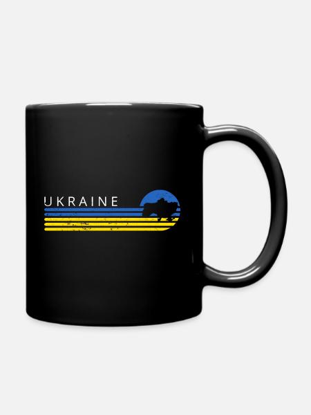 Ukraine Flagge Retro Vintage Kiew Used Look - Tasse einfarbig - Schwarz