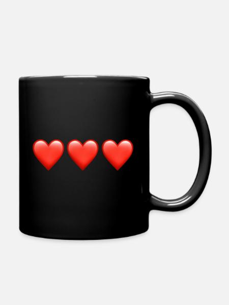 Rotes Herz Emoji - Tasse einfarbig - Schwarz