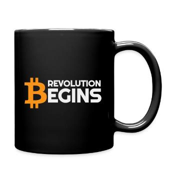 Revolution beginnt Bitcoin-Krypto - Tasse einfarbig - Schwarz - Rechts