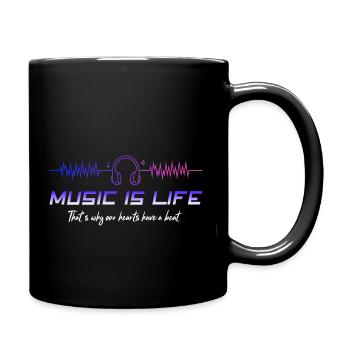 Musik Herzlinie Design - Tasse einfarbig - Schwarz - Rechts