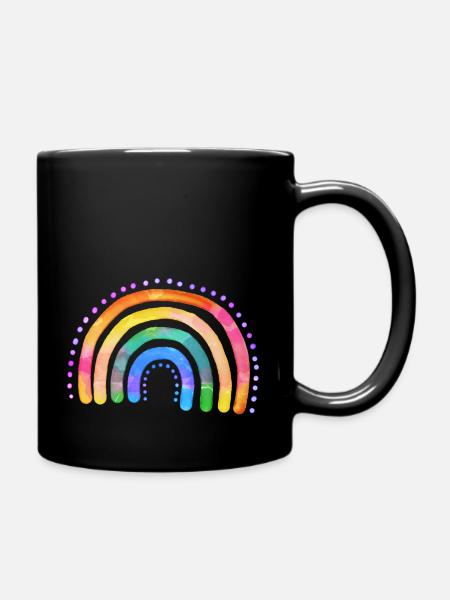 Aquarell Regenbogen - Tasse einfarbig - Schwarz