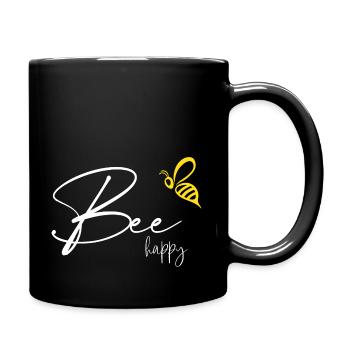 Bee happy - Tasse einfarbig - Schwarz - Rechts