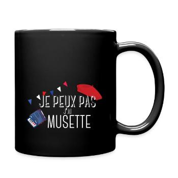 Je peux pas j'ai musette (White typo) - Mug uni - noir - Droite