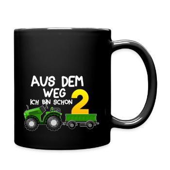 aus dem weg ich bin schon 2 Traktor Jungen 2 Jahre - Tasse einfarbig - Schwarz - Rechts